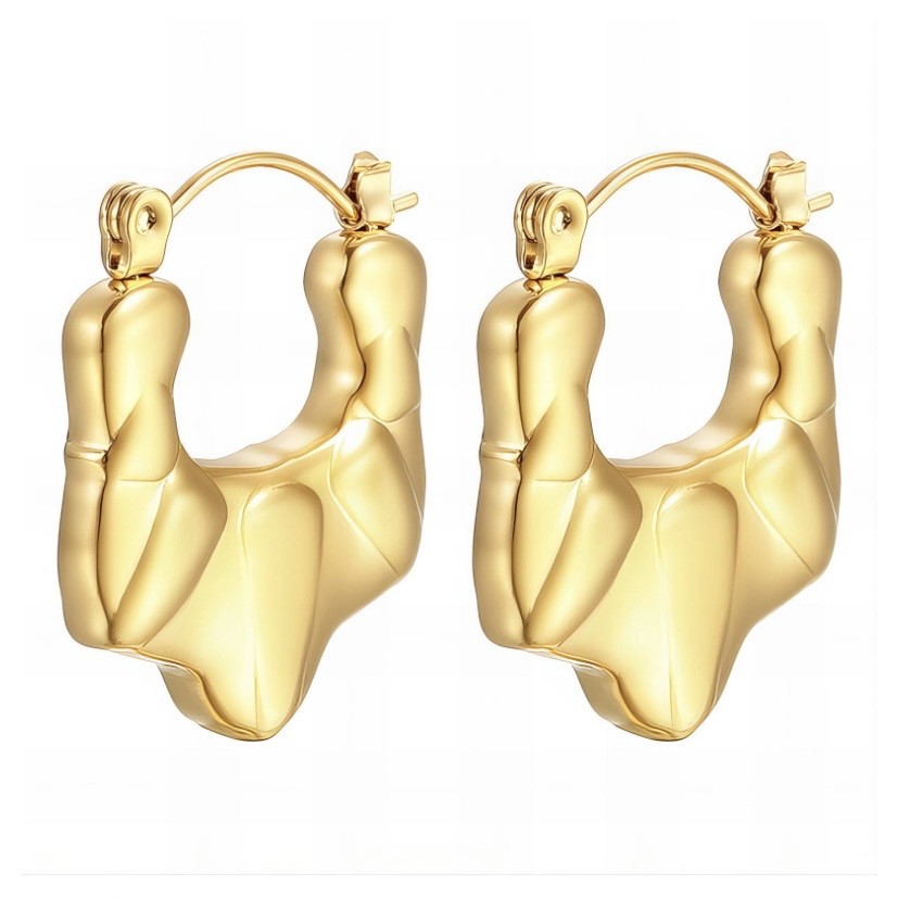 EARRINGS, 18K GOLD PLATED STEEL