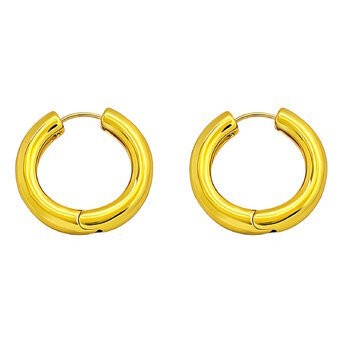 EARRINGS, 18K GOLD PLATED STEEL