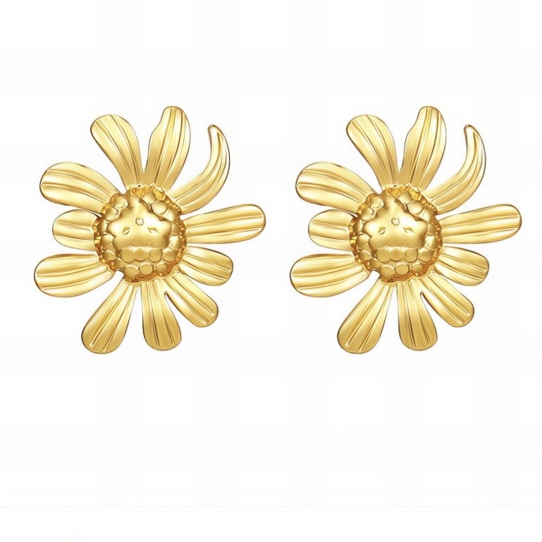 FLOWERS" EARRINGS, 18K GOLD PLATED STEEL