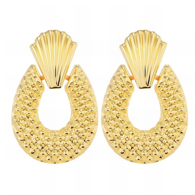 EARRINGS, 18K GOLD PLATED STEEL