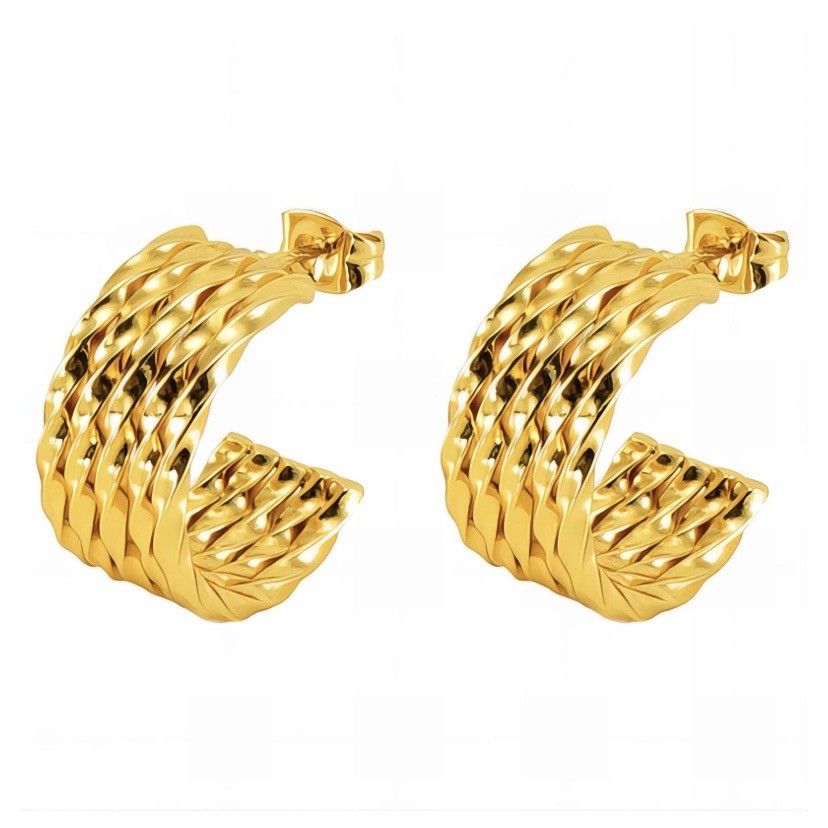 EARRINGS, 18K GOLD PLATED STEEL
