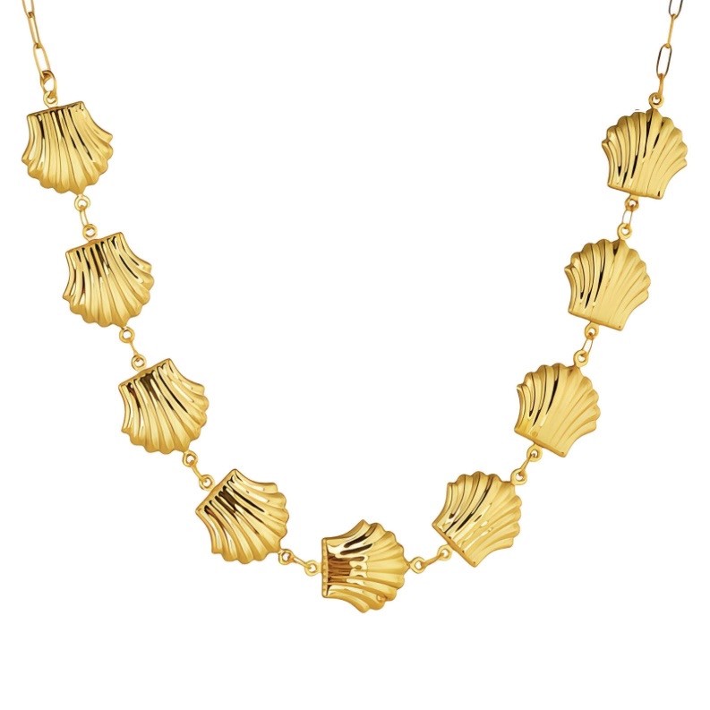 "SEASHELLS" NECKLACE, 18K GOLD PLATED STEEL