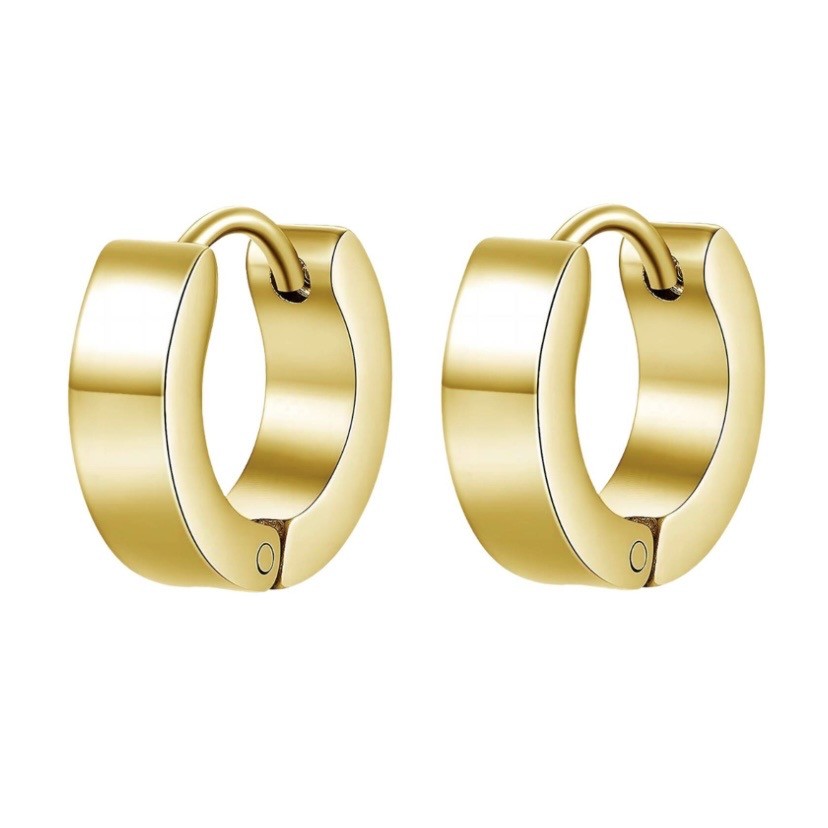 EARRINGS, 18K GOLD PLATED STEEL