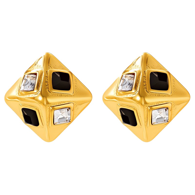 EARRINGS, 18K GOLD PLATED STEEL