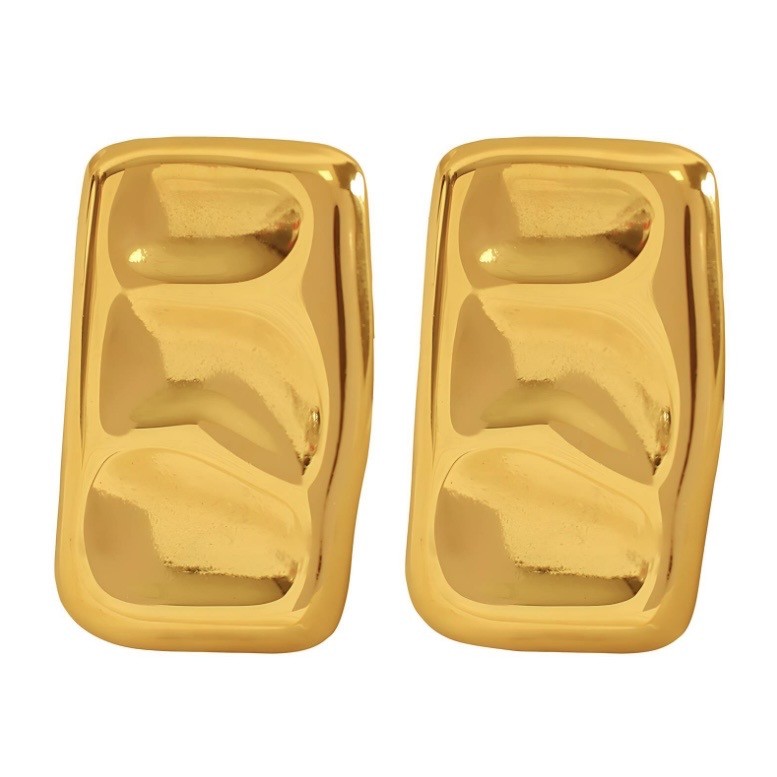 EARRINGS, 18K GOLD PLATED STEEL