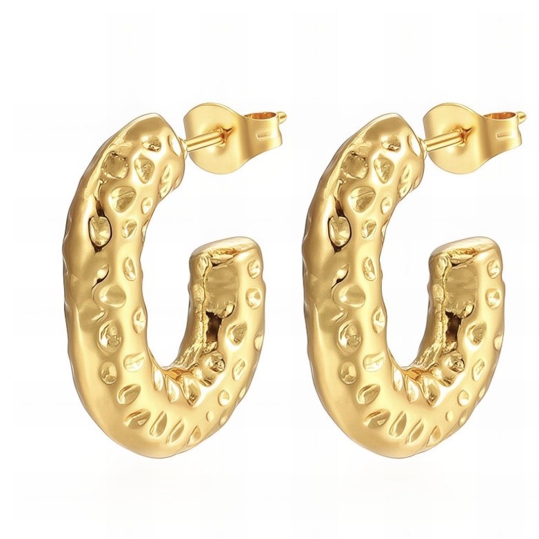 EARRINGS, 18K GOLD PLATED STEEL