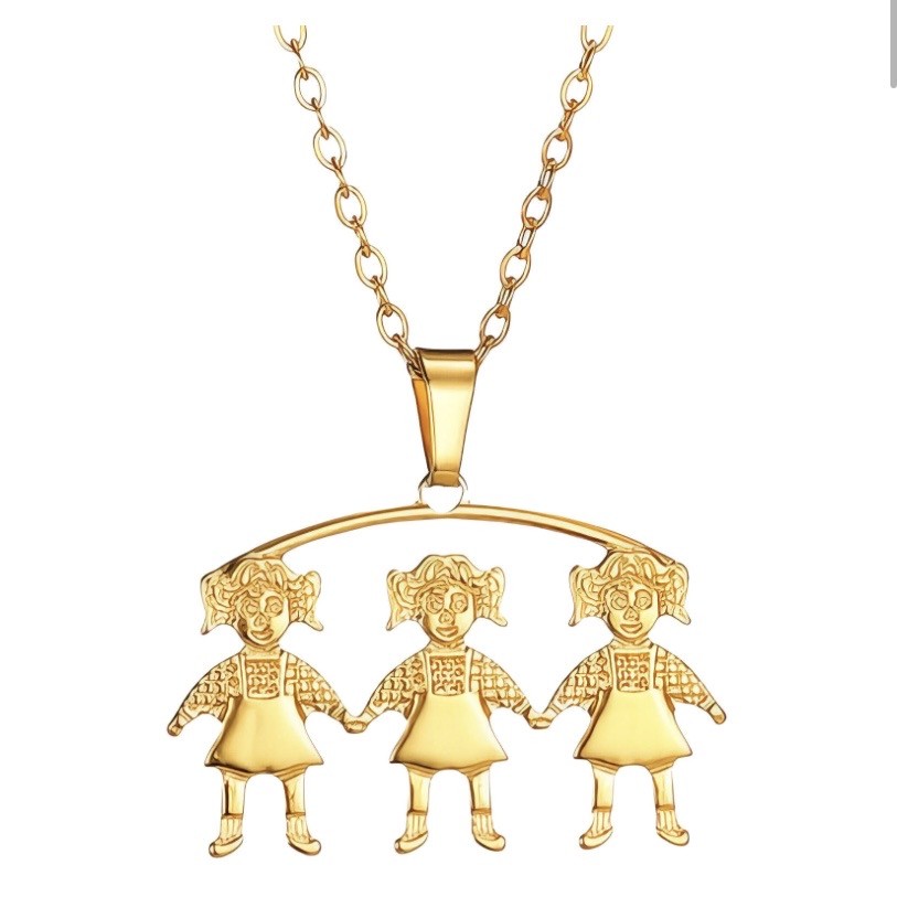 "GIRLS" NECKLACE, 18K GOLD PLATED STEEL