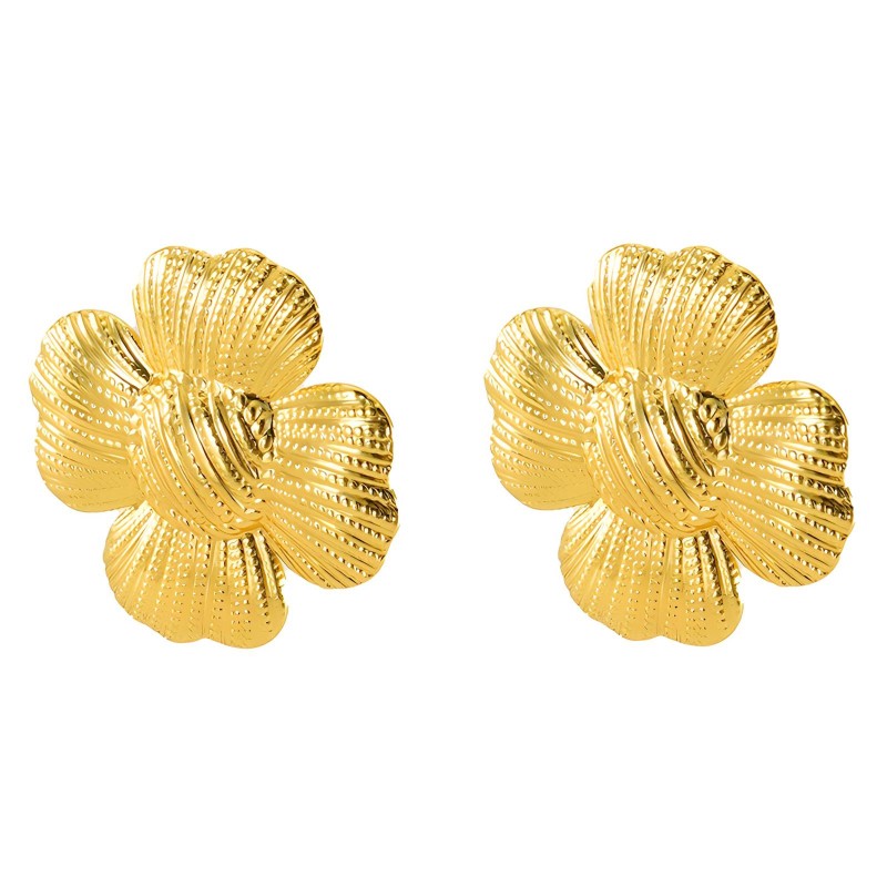 “FLOWER” EARRINGS, 18K GOLD PLATED STEEL