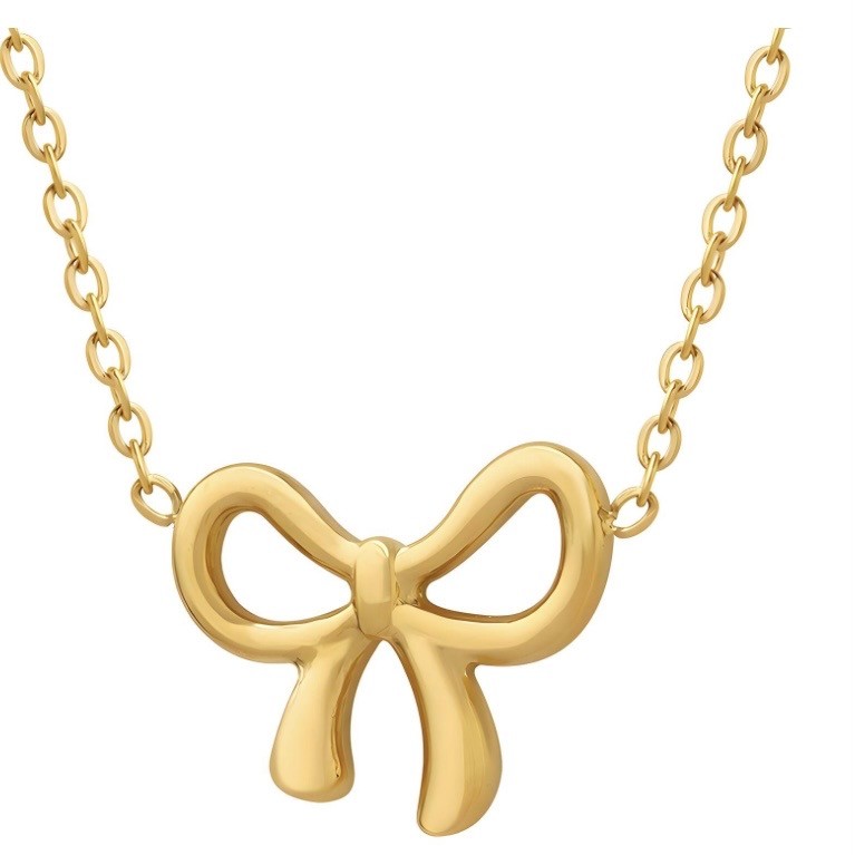 “BOW-TIE” NECKLACE, 18K GOLD PLATED STEEL