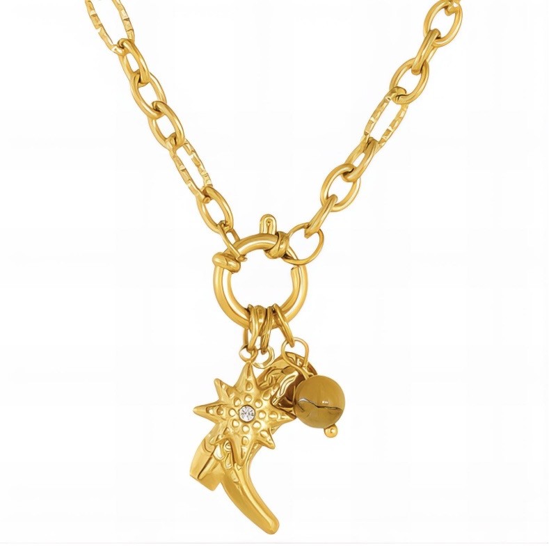 "BOOT" NECKLACE, 18K GOLD PLATED STEEL