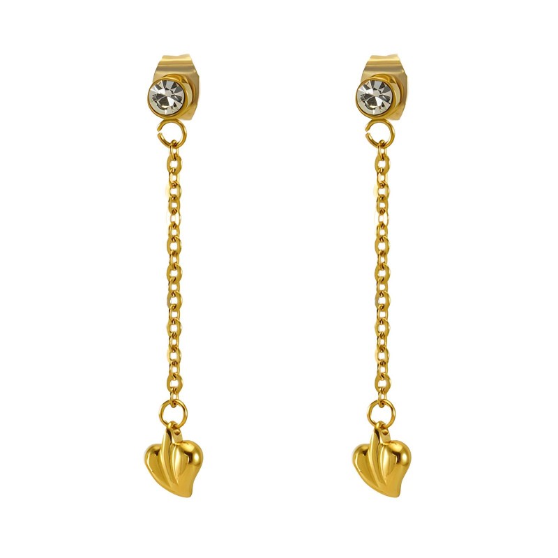 “HEART” EARRINGS, 18K GOLD PLATED STEEL