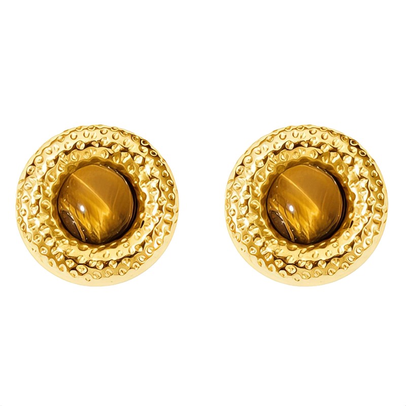 "FLOWERS" EARRINGS, 18K GOLD PLATED STEEL