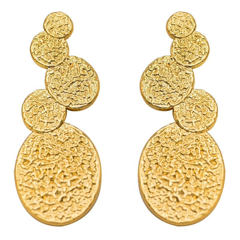 EARRINGS, 18K GOLD PLATED STEEL