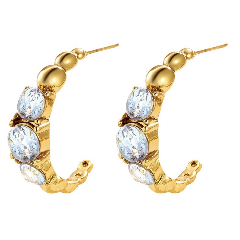 EARRINGS, 18K GOLD PLATED STEEL