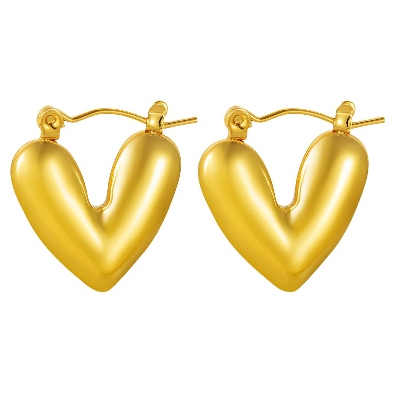 “HEART” EARRINGS, 18K GOLD PLATED STEEL