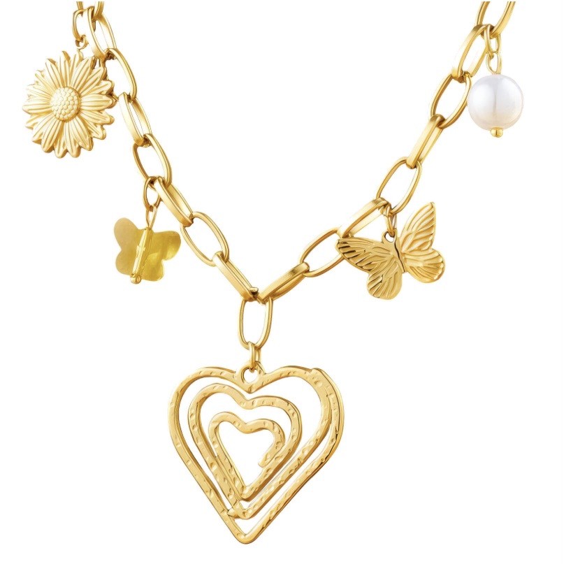 "HEART" NECKLACE, 18K GOLD PLATED STEEL