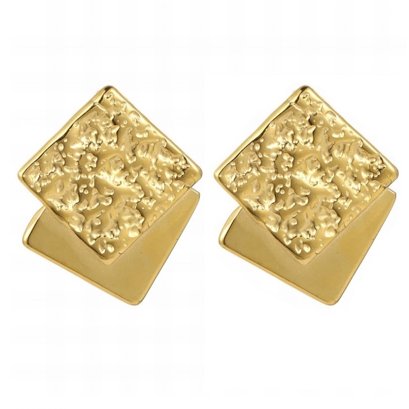 EARRINGS, 18K GOLD PLATED STEEL