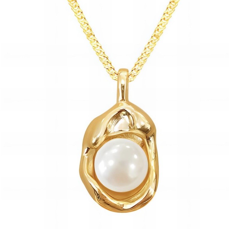 “PEARL” NECKLACE, 18K GOLD PLATED STEEL