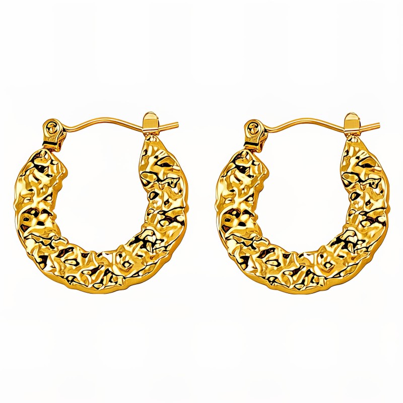 EARRINGS, 18K GOLD PLATED STEEL