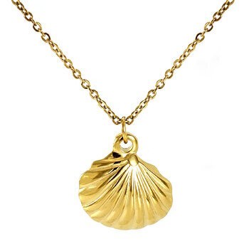 SEASHELL" NECKLACE, 18K GOLD PLATED STEEL