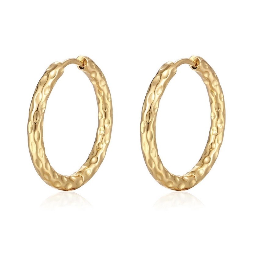 EARRINGS, 18K GOLD PLATED STEEL