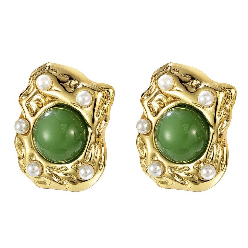 PEARL EARRINGS, 18K GOLD PLATED STEEL