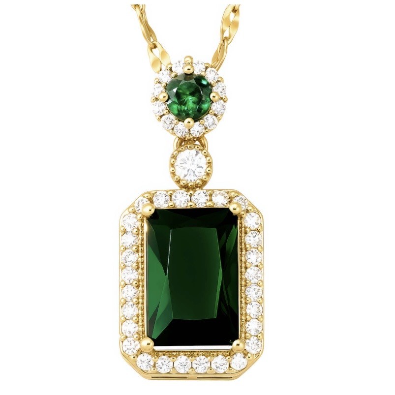 “EMERALD” NECKLACE, 18K GOLD PLATED STEEL
