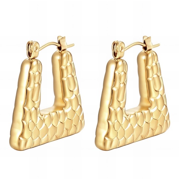 EARRINGS, 18K GOLD PLATED STEEL