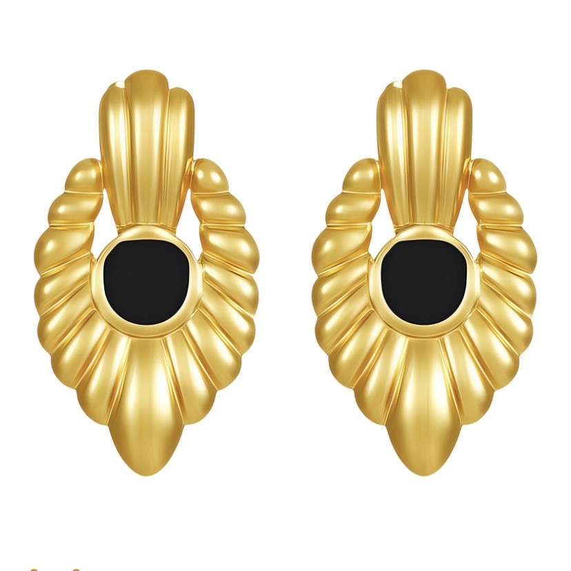 EARRINGS, 18K GOLD PLATED STEEL