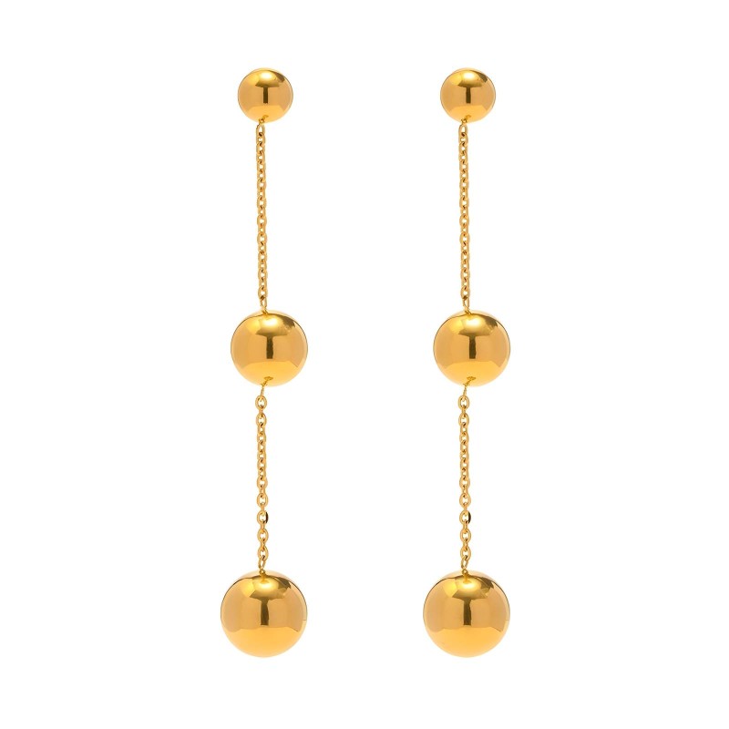 EARRINGS, 18K GOLD PLATED STEEL