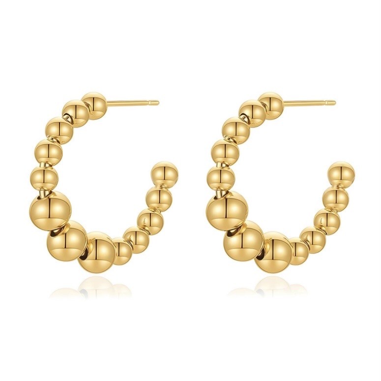 EARRINGS, 18K GOLD PLATED STEEL