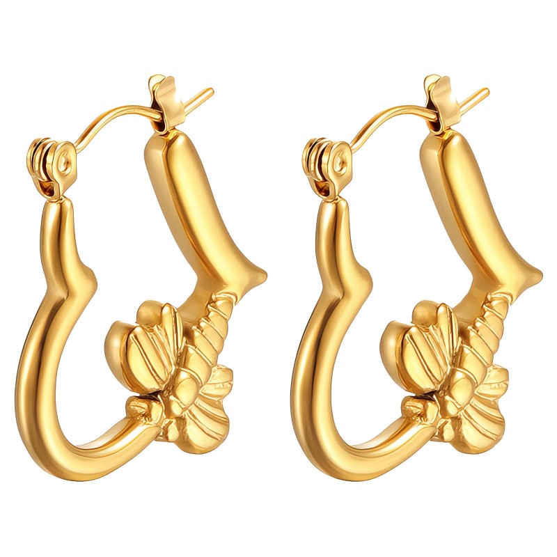“HEART” EARRINGS, 18K GOLD PLATED STEEL