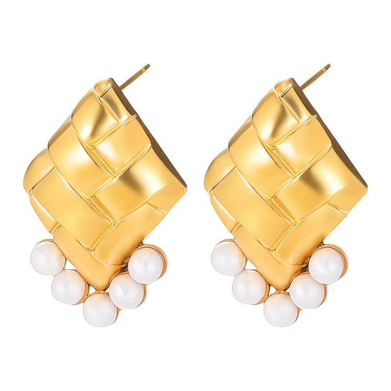 “PEARL” EARRINGS, 18K GOLD PLATED STEEL