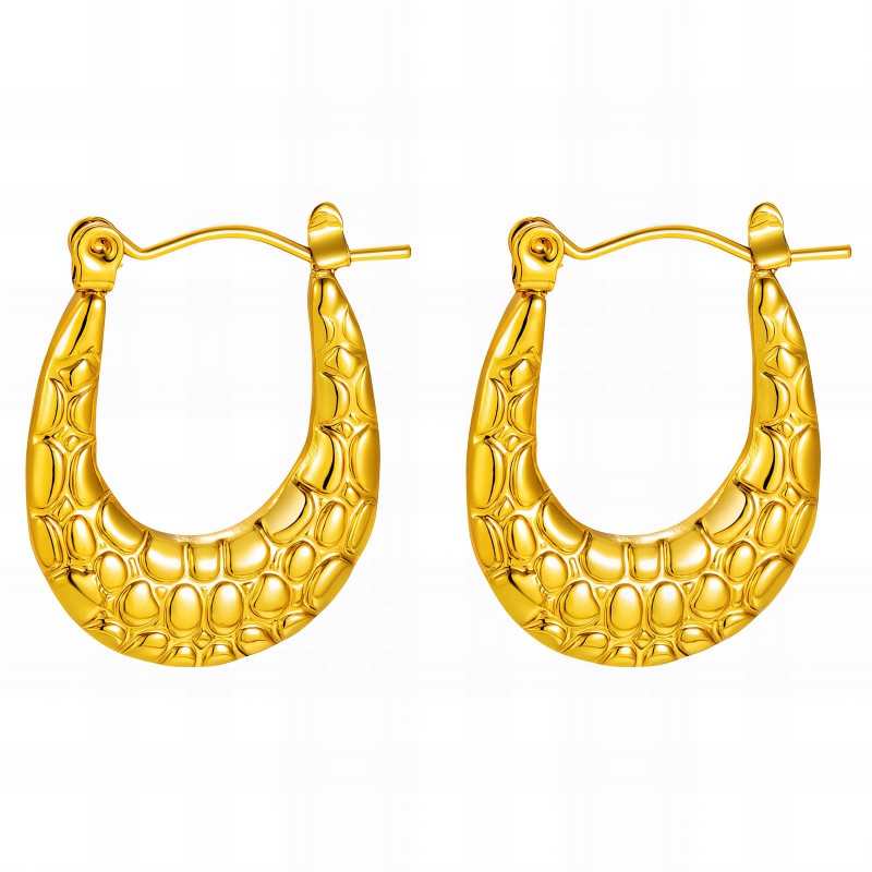 EARRINGS, 18K GOLD PLATED STEEL