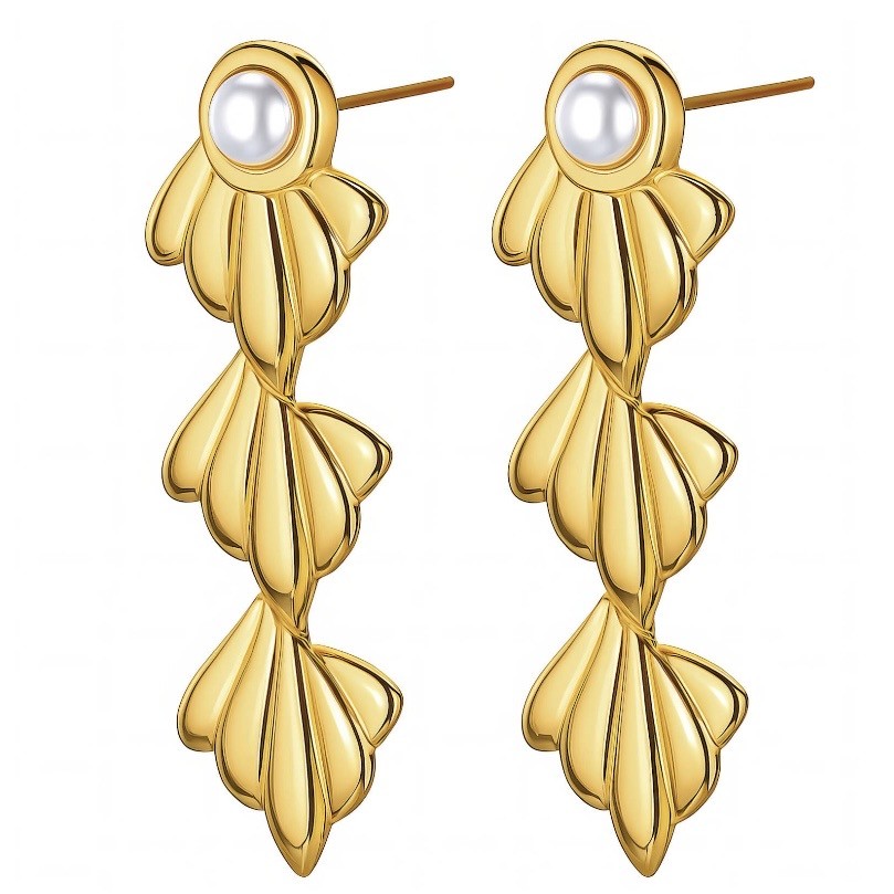 EARRINGS, 18K GOLD PLATED STEEL