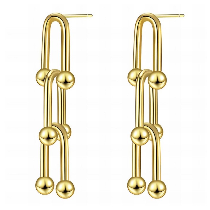 EARRINGS, 18K GOLD PLATED STEEL